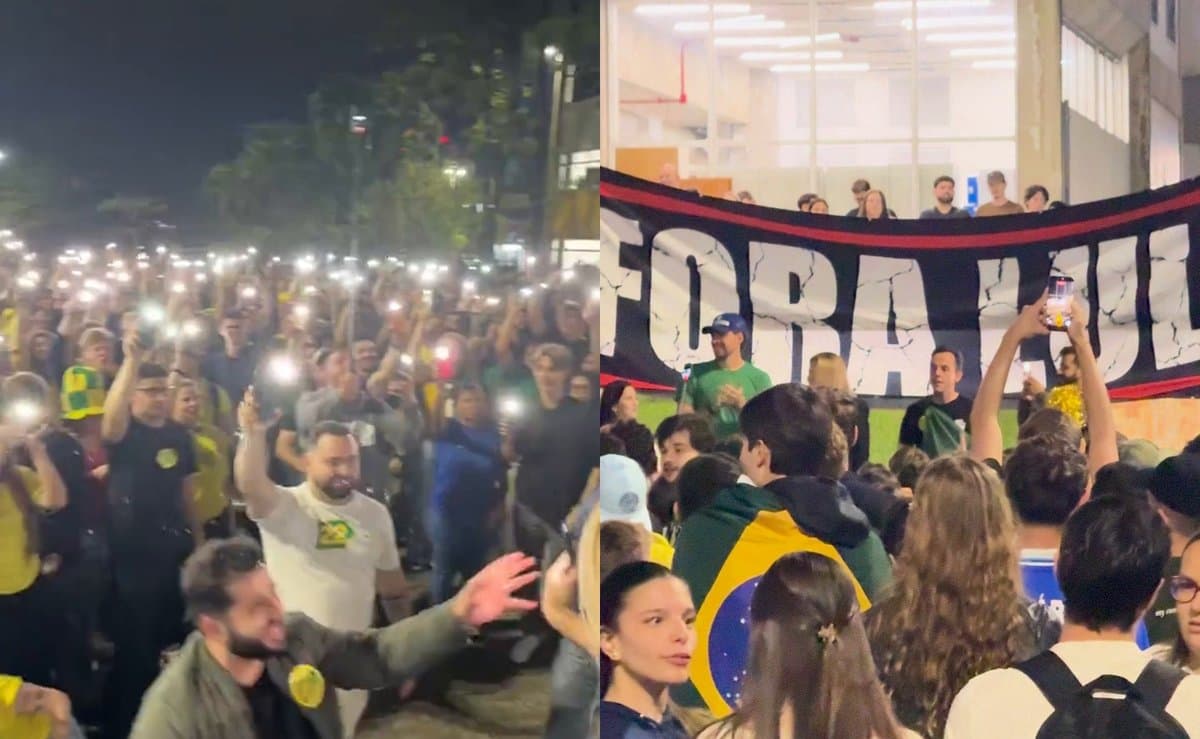 “Lula ladrão, seu lugar é na prisão”: estudantes fazem ato contra Lula na praça da FURB, em Blumenau