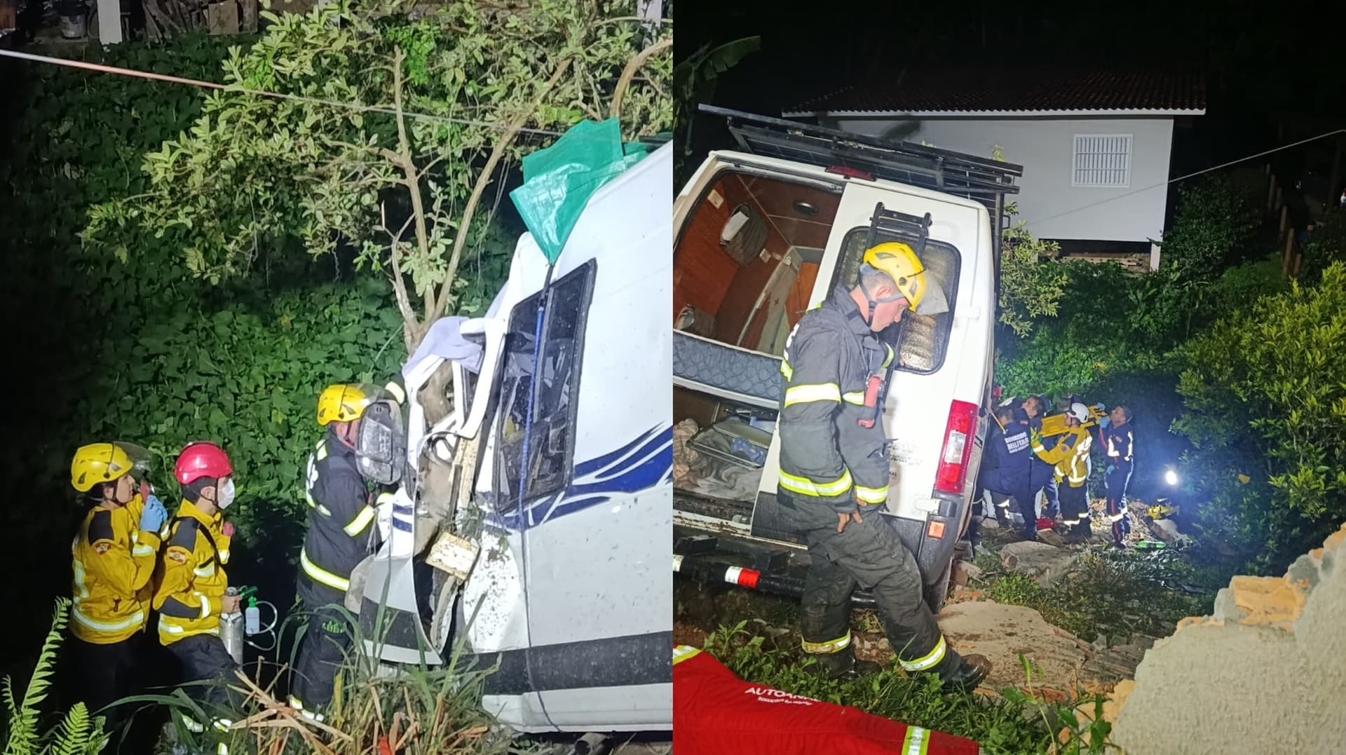 IMAGENS IMPRESSIONANTES: Casal de argentinos fica preso em trailer após queda em ribanceira em Florianópolis