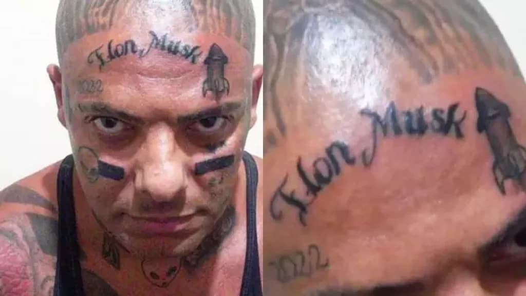 Influenciador brasileiro tatua nome de Elon Musk na testa e manda recado ao bilionário