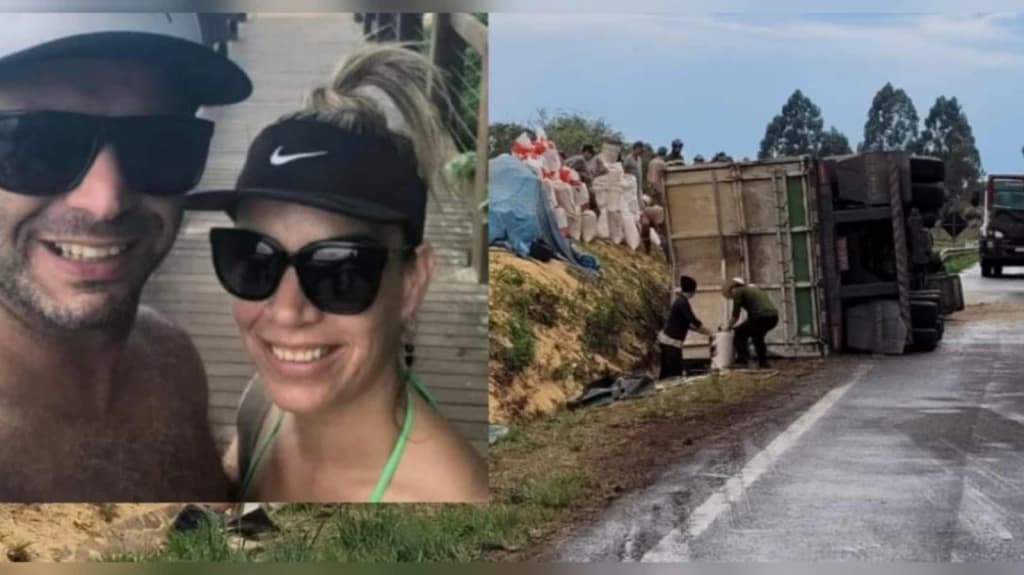 Caminhão tomba e casal de SC morre em grave acidente no Paraná