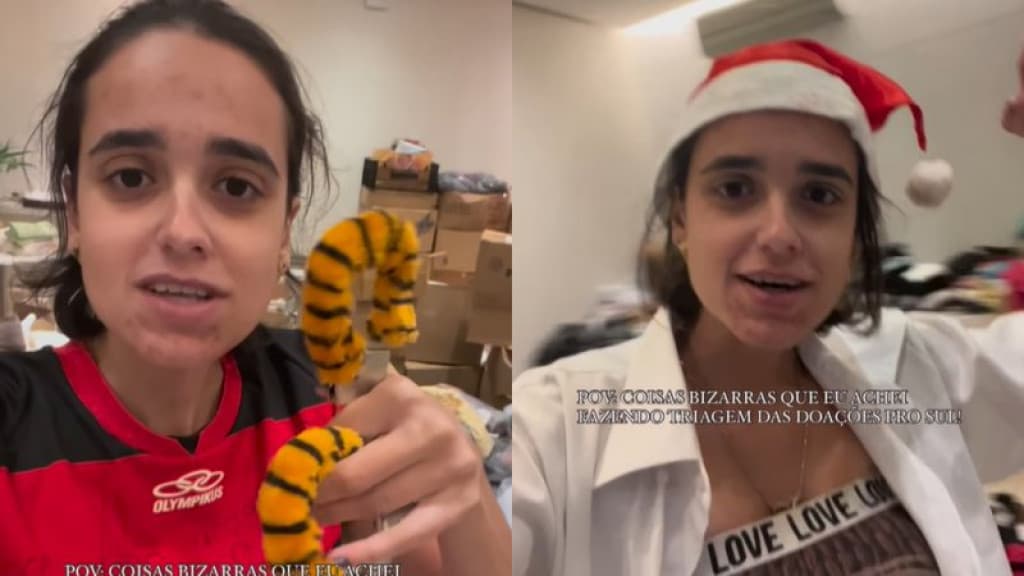 VÍDEO: Voluntária encontra algemas de sex shop em triagem de doações para o RS