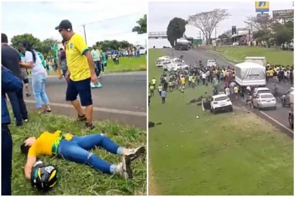 VÍDEO: Motorista fura bloqueio e atropela manifestantes em rodovia