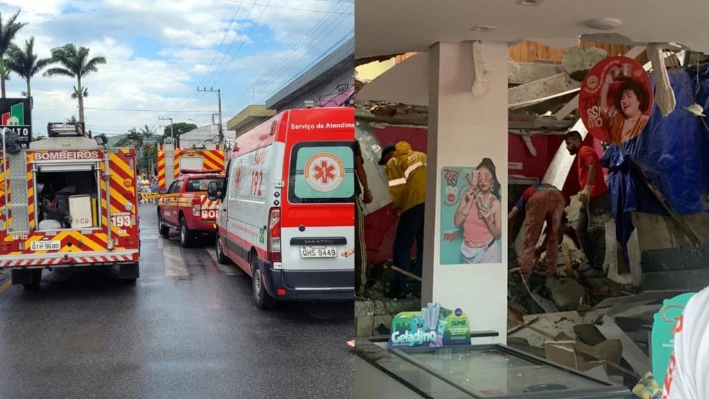 Laje de sorveteria desaba e deixa clientes e funcionários feridos, em Camboriú