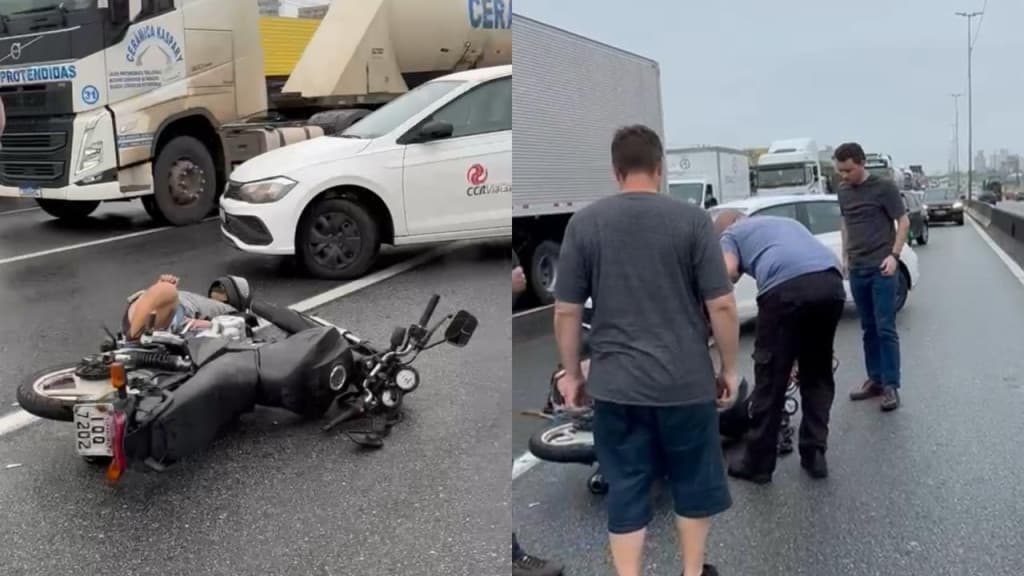 Acidente com motociclista deixa trânsito lento na BR-101, em São José