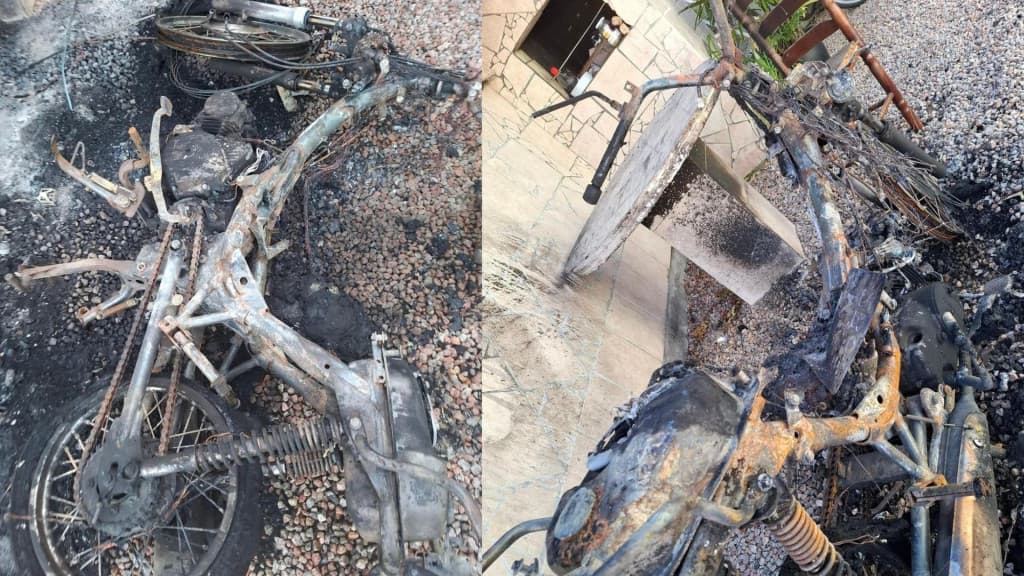 “Ajuda minha mãe, por favor”: moradora de Tijucas tem moto incendiada e se desespera