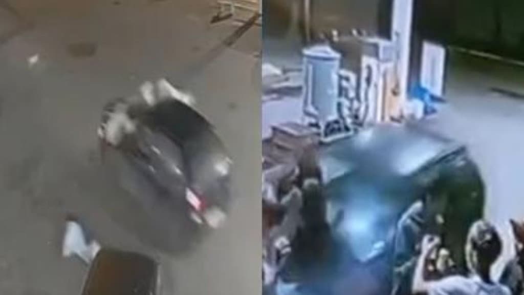 “Saíram voando”: vídeo assustador mostra atropelamento em posto de combustíveis de SC