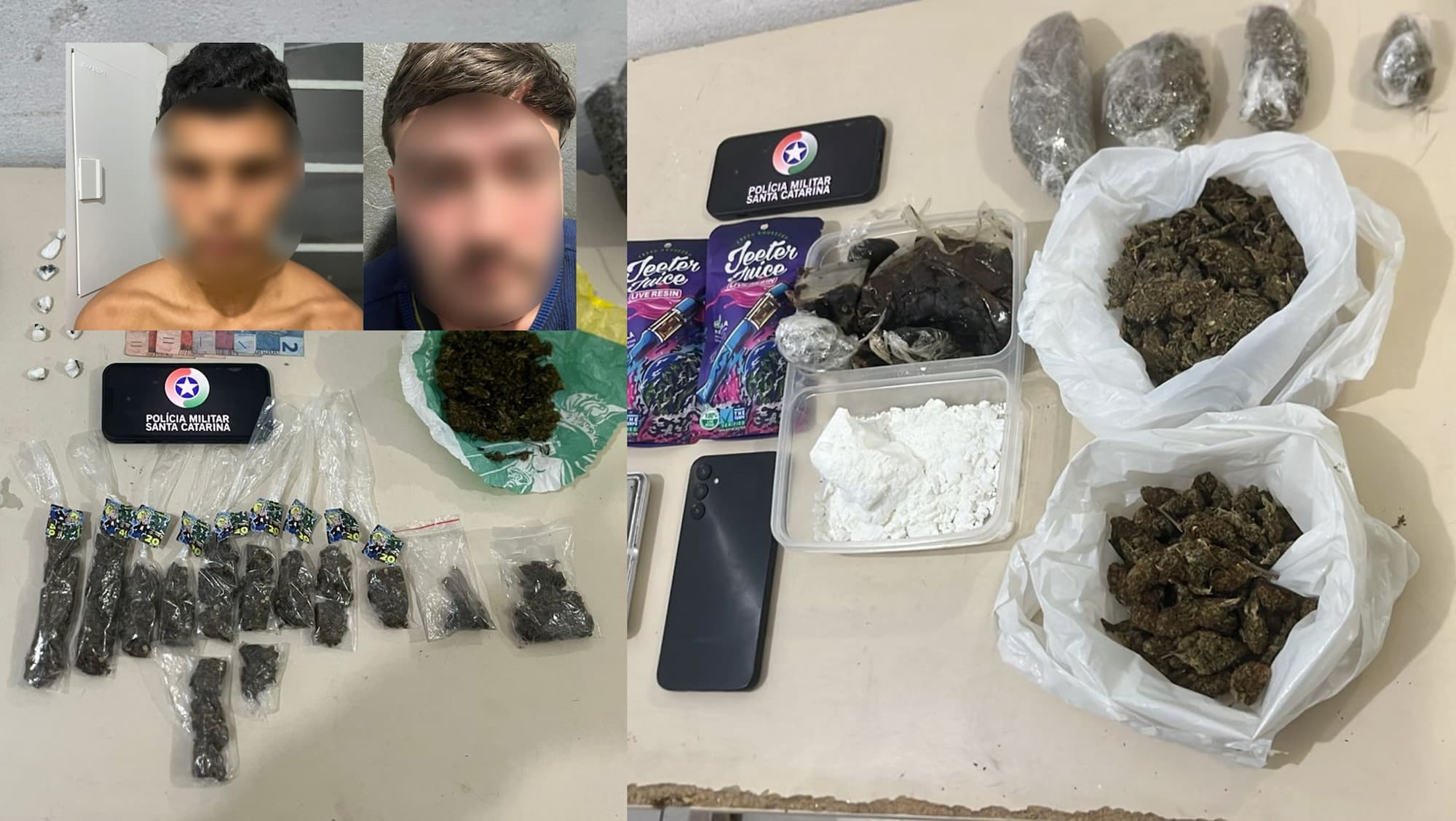 “2 em 1”: guarnição da PM de Itapema se destaca com dois flagrantes de tráfico em 12h