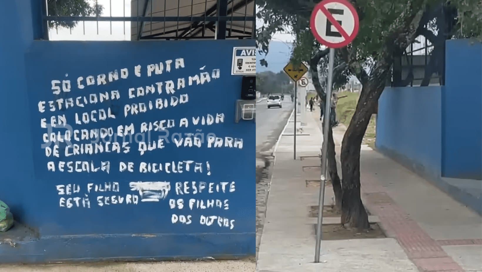 “Só corno estaciona aqui”: protesto inusitado em frente à creche de Itajaí viraliza nas redes sociais