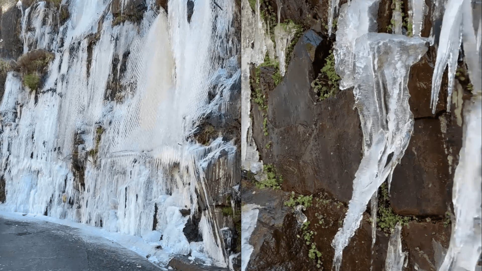 Paredões da Serra do Rio do Rastro congelam e viram atração impressionante no dia mais frio em SC