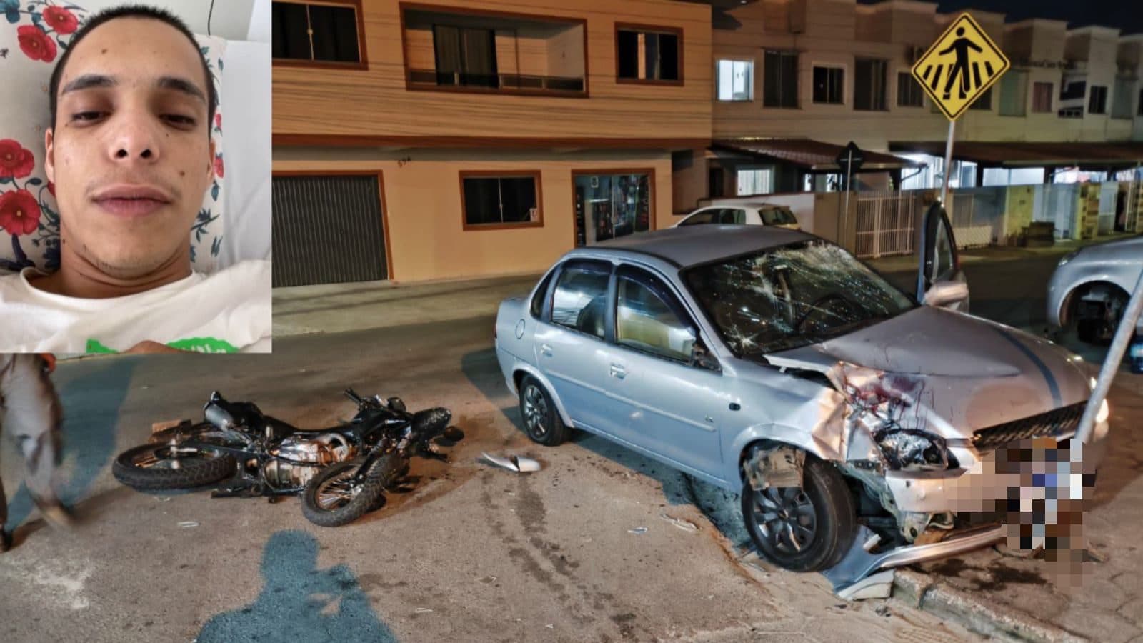Motoboy sofre acidente grave em Tijucas e família precisa de ajuda