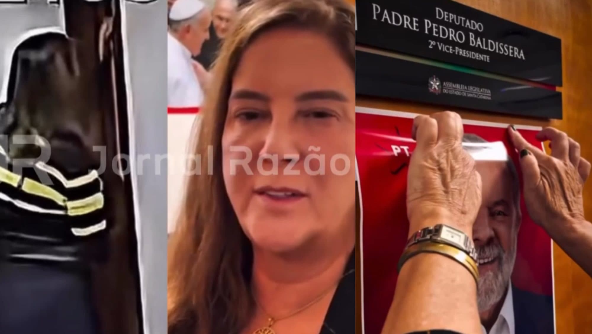 Mulher que arrancou cartaz de Lula na Alesc grava vídeo se retratando: “Peço perdão”