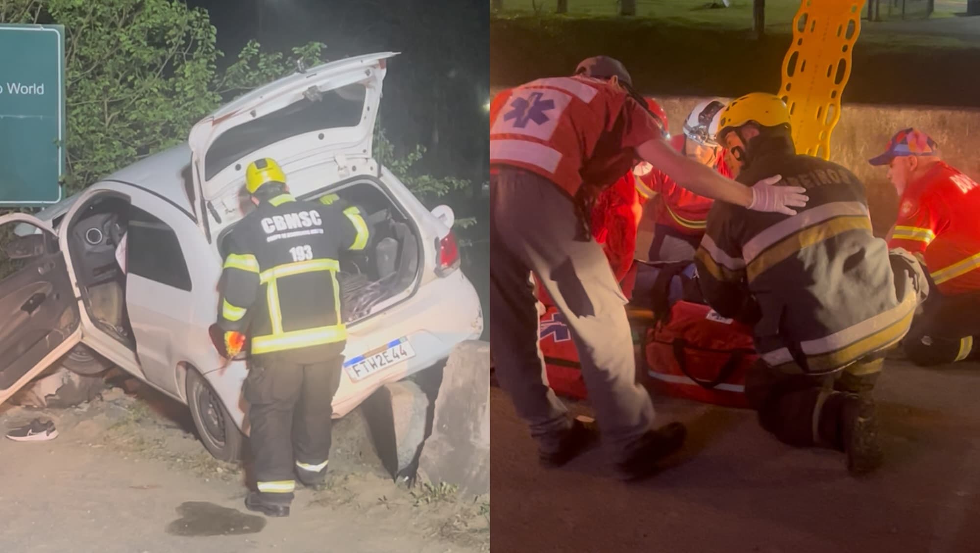 Grave acidente mobiliza bombeiros em frente ao Beto Carrero em Penha
