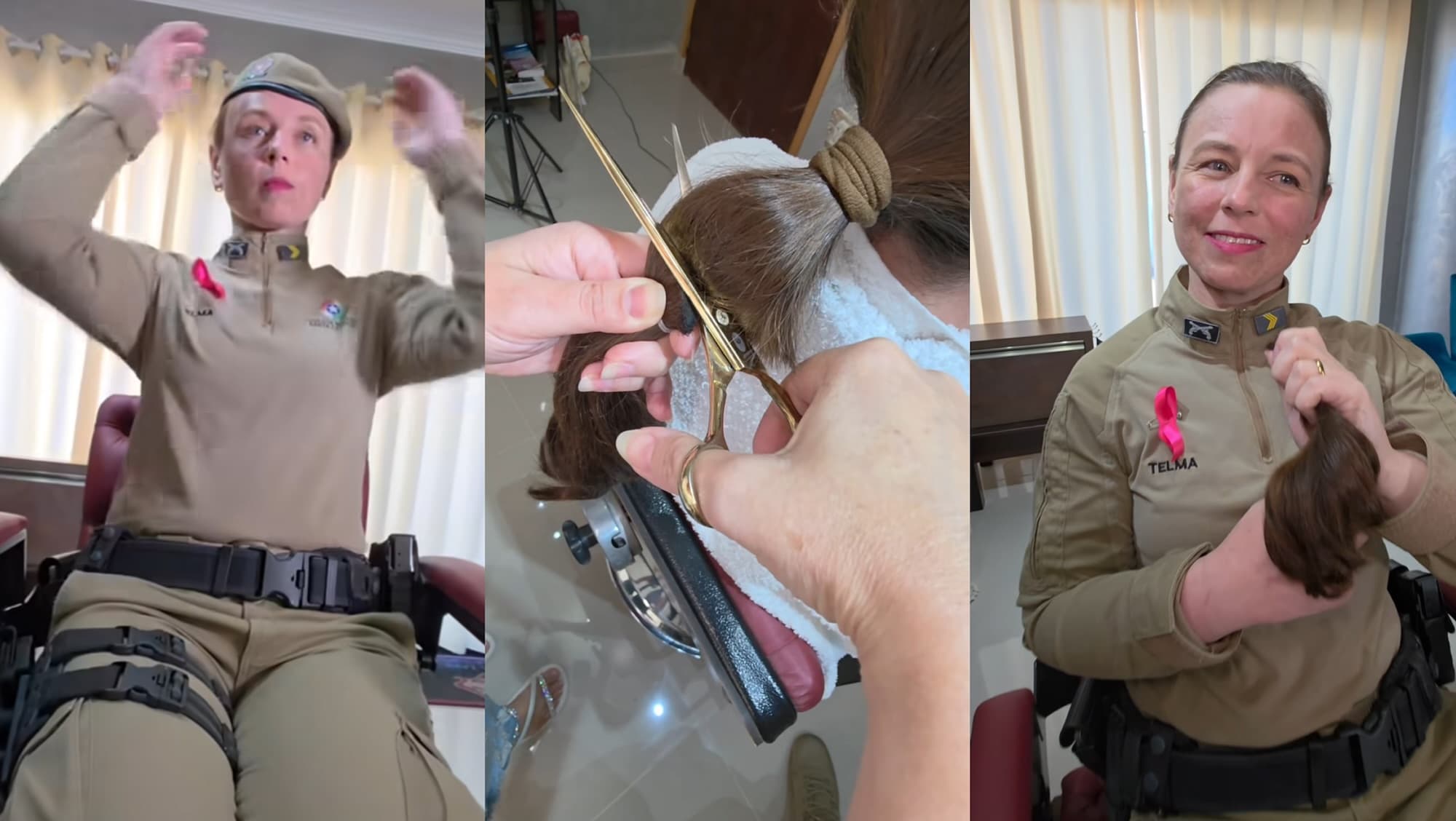 Policial doa cabelo para mulheres com câncer em Joinville