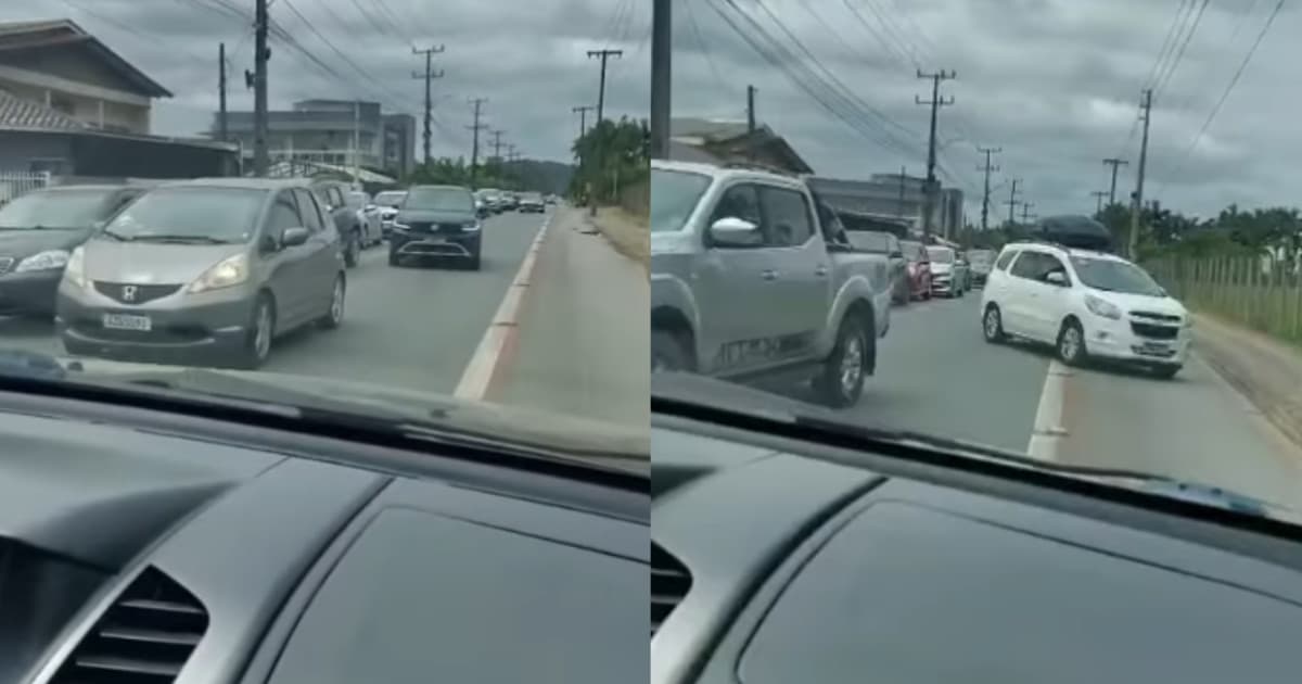 “Mas é um idiota”: moradora se revolta com turistas espertinhos furando fila na contramão em SC