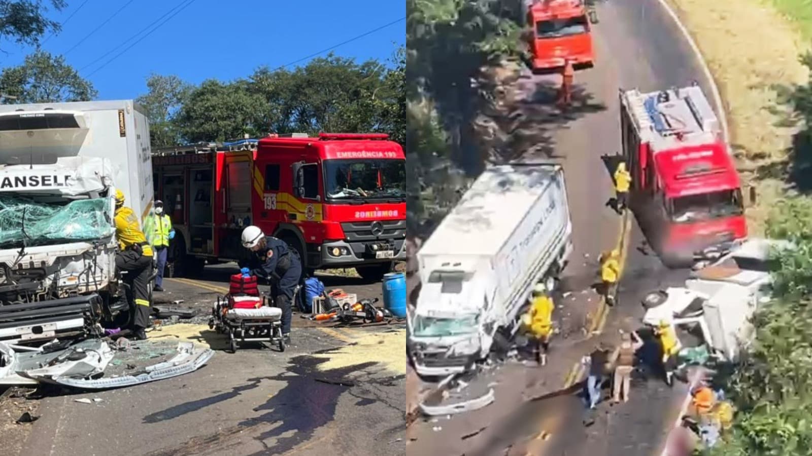 Dois caminhoneiros ficam presos às ferragens e resgate aéreo é acionado em SC
