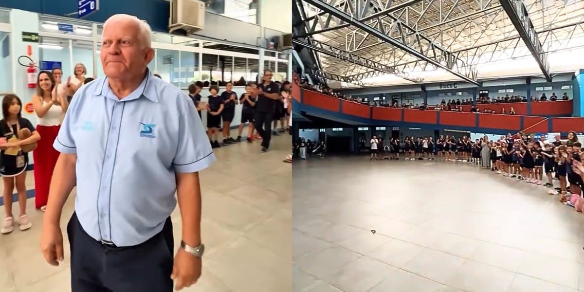 Porteiro que recebeu gerações de alunos por mais de uma década ganha despedida emocionante em colégio de SC
