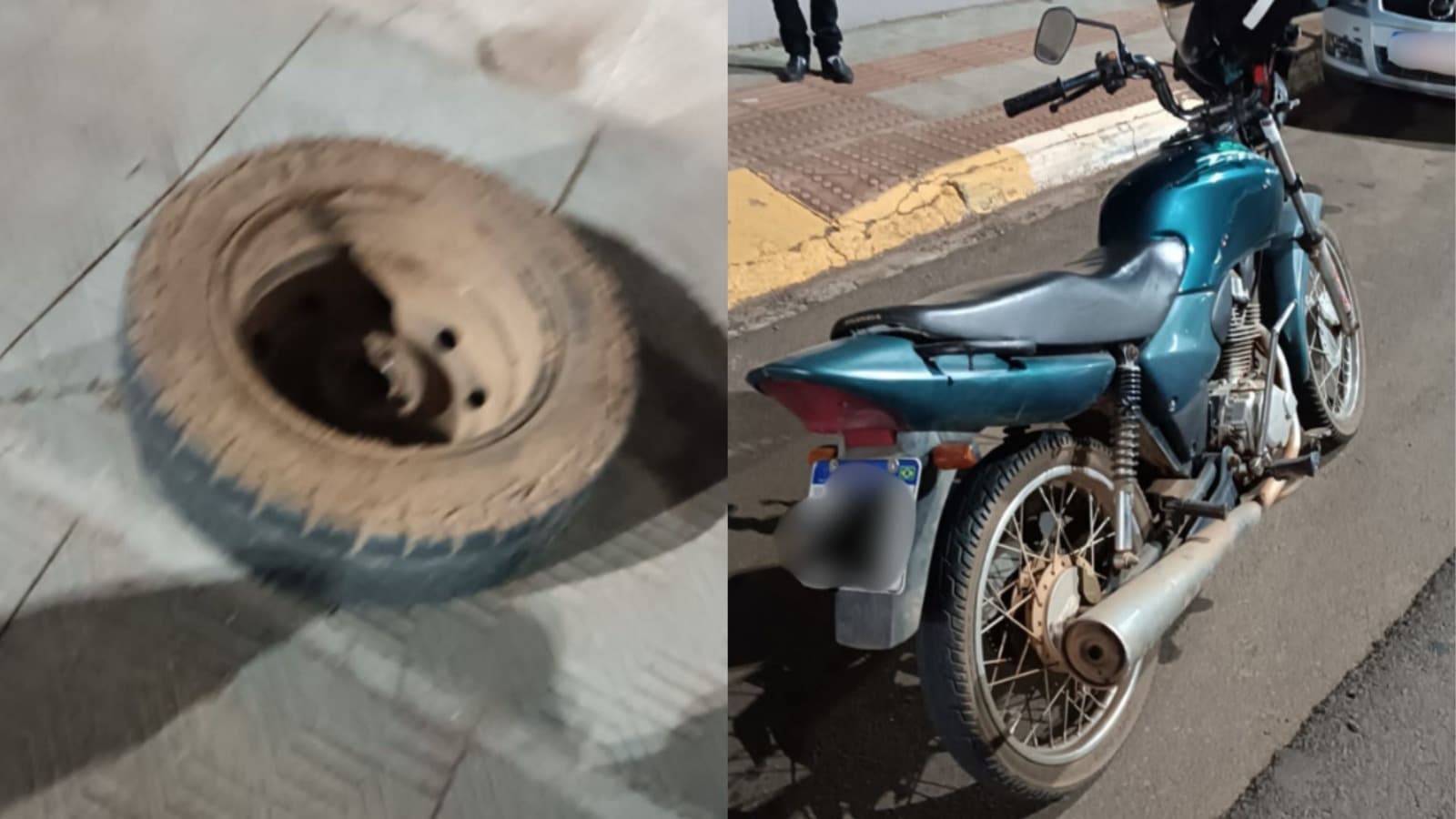 Motociclista cai no meio da pista após ser atingido por pneu solto de caminhão em SC