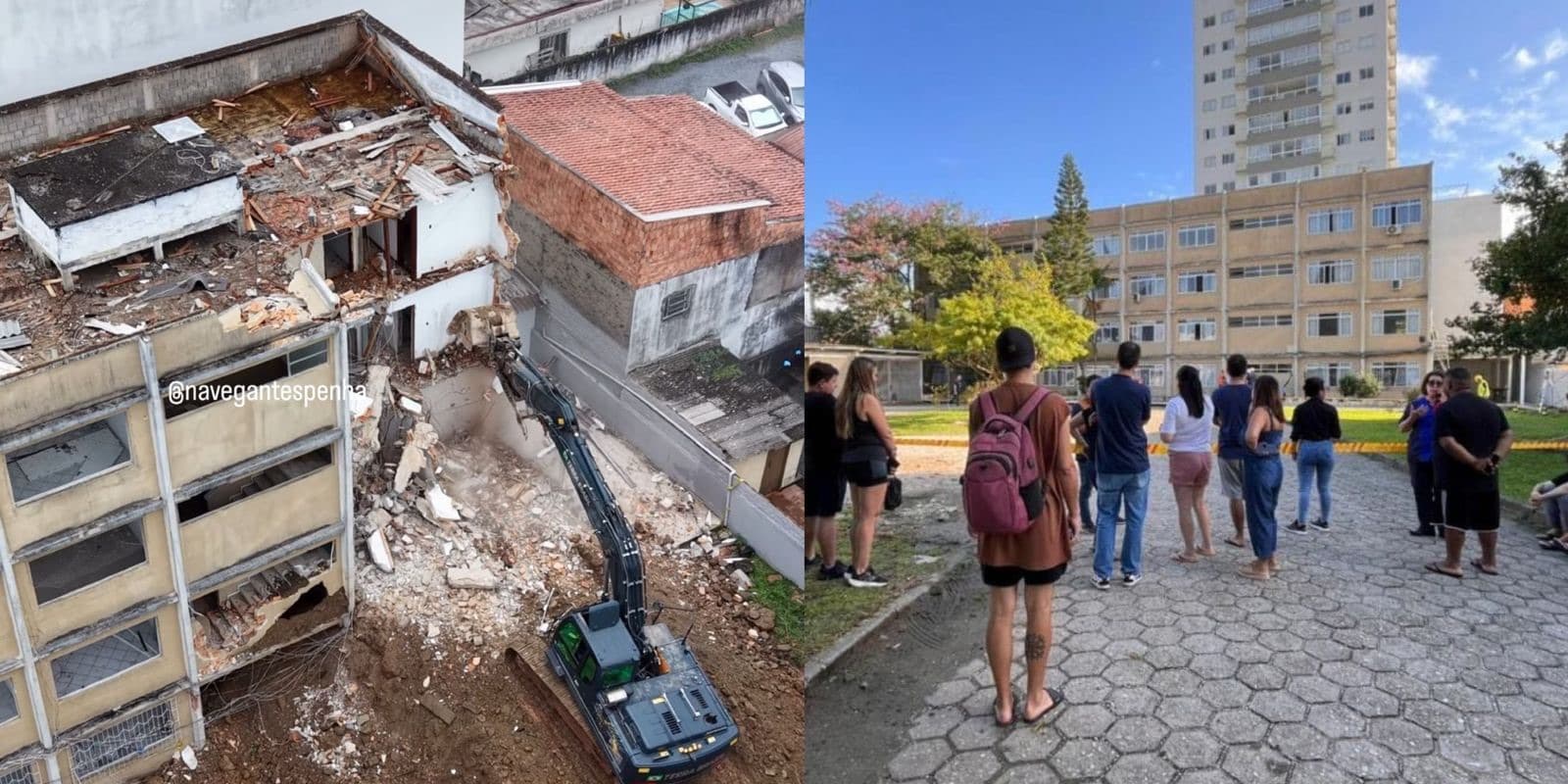 “Em segundos, tudo mudou”: começa a demolição do prédio que cedeu e m tirou 65 moradores de casa em Itajaí
