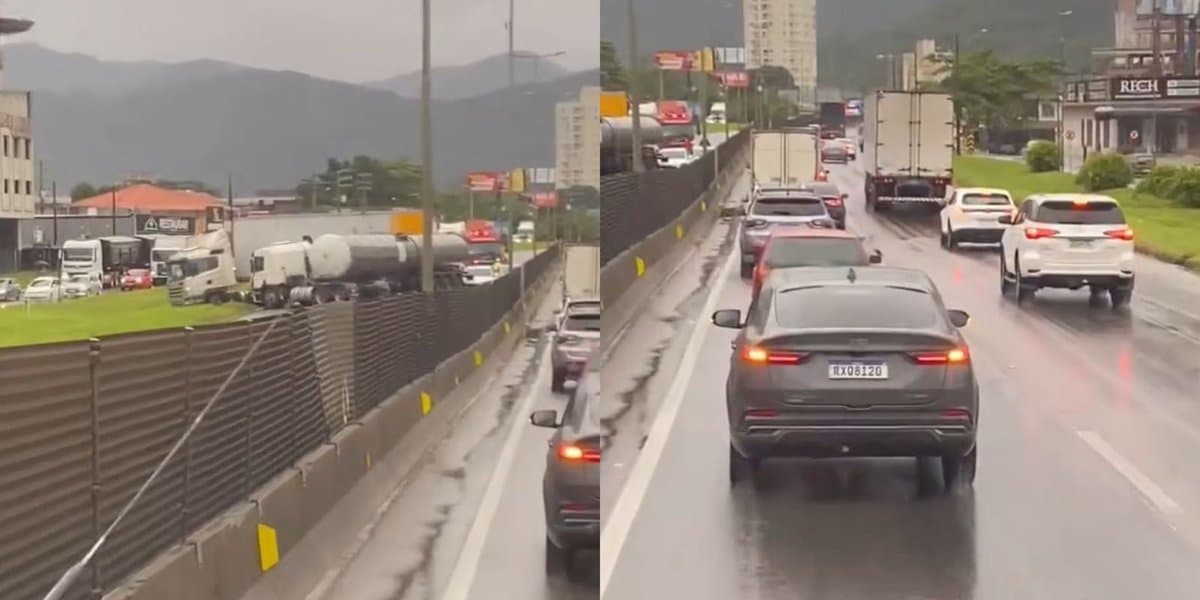 “Vocês querem ver acidente? Bota no YouTube”, diz caminhoneiro revoltado na BR-101 em Itapema