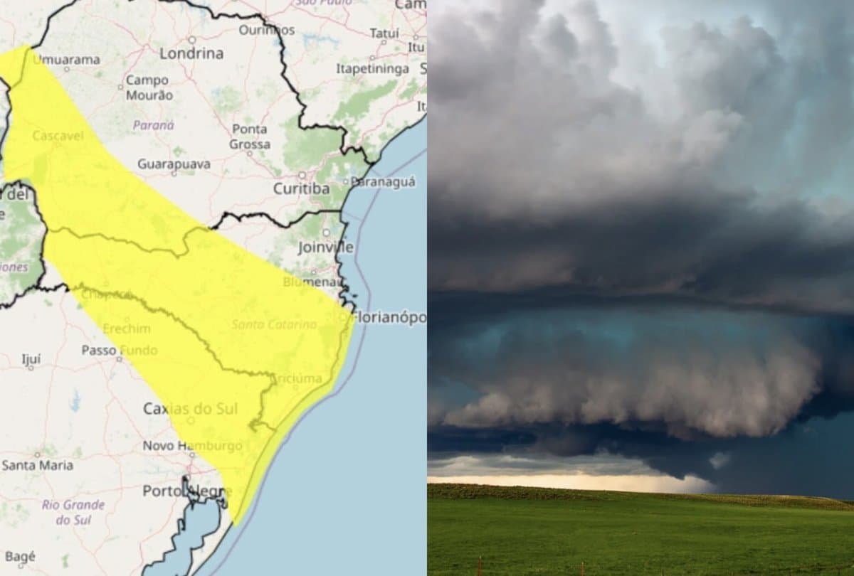 Ciclone bomba coloca Grande Florianópolis e 198 cidades de SC em alerta amarelo do Inmet