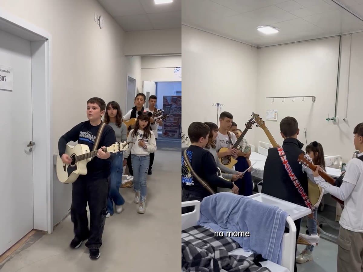 “Momento de paz”: crianças levam música e terços feitos à mão a pacientes de hospital em SC