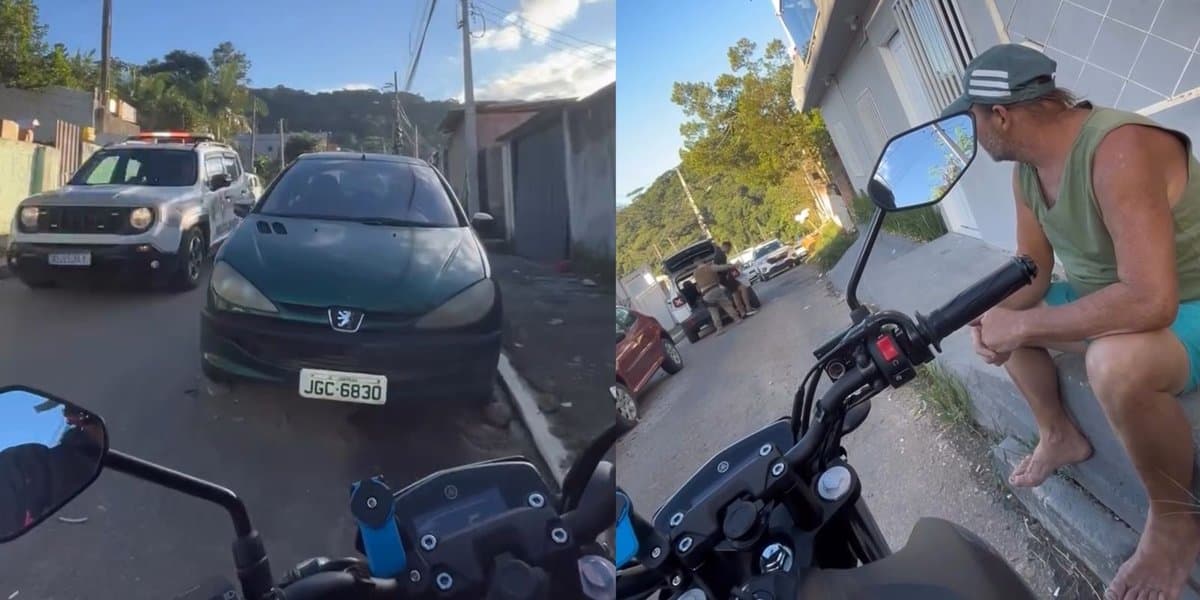 “Eu no dia menos curioso”: motociclista e morador viralizam ao “cochicharem” sobre ação da PMSC