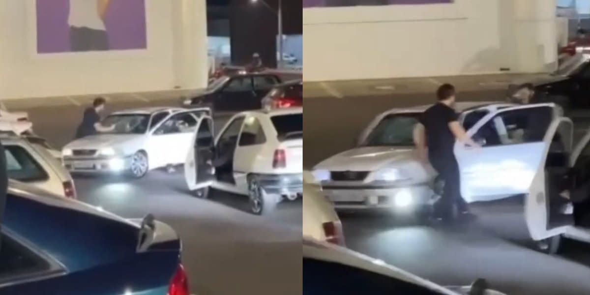 “Moeu o para-brisa”: motorista se revolta e parte pra cima de jovem em estacionamento de loja em SC