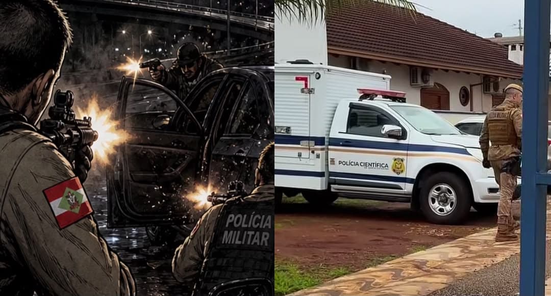 Assaltante é neutralizado ao tentar bater de frente com o Tático da PMSC e comparsas se rendem