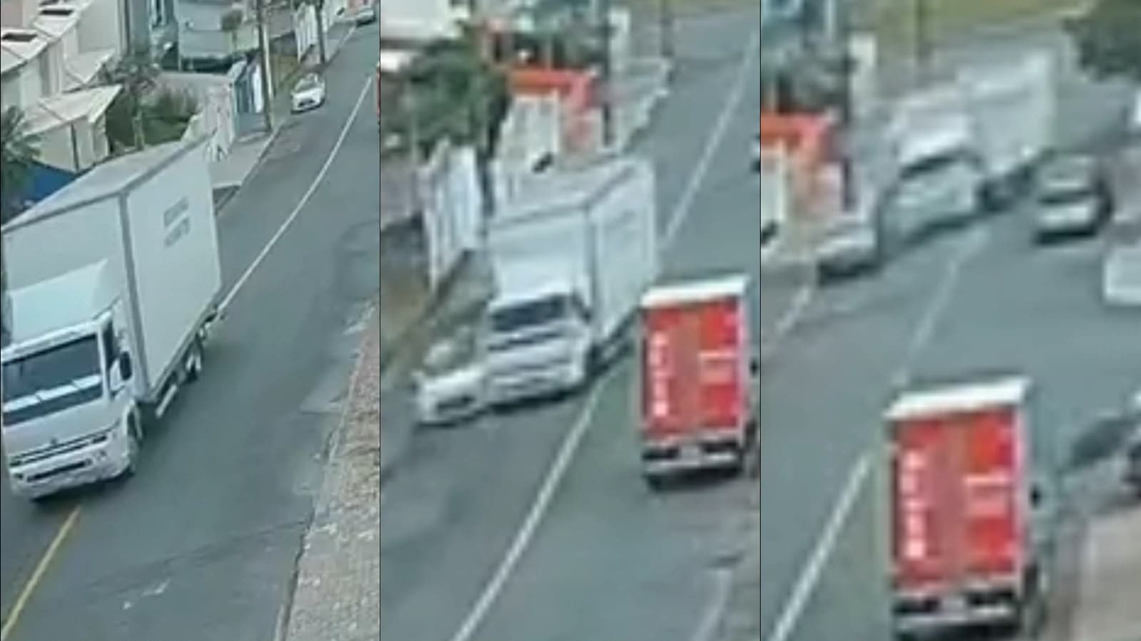 Caminhoneiro “bom de braço” perde os freios em ladeira, desvia de carros e bate em muro de casa; VÍDEO