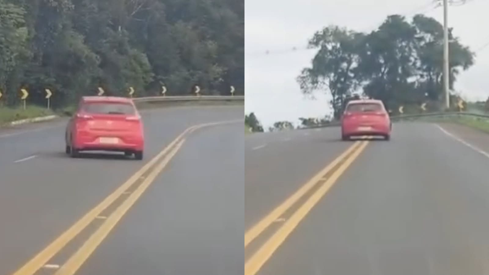 “O que você faria?”: carro é flagrado em zigue-zague e quase causando acidente em rodovia de SC