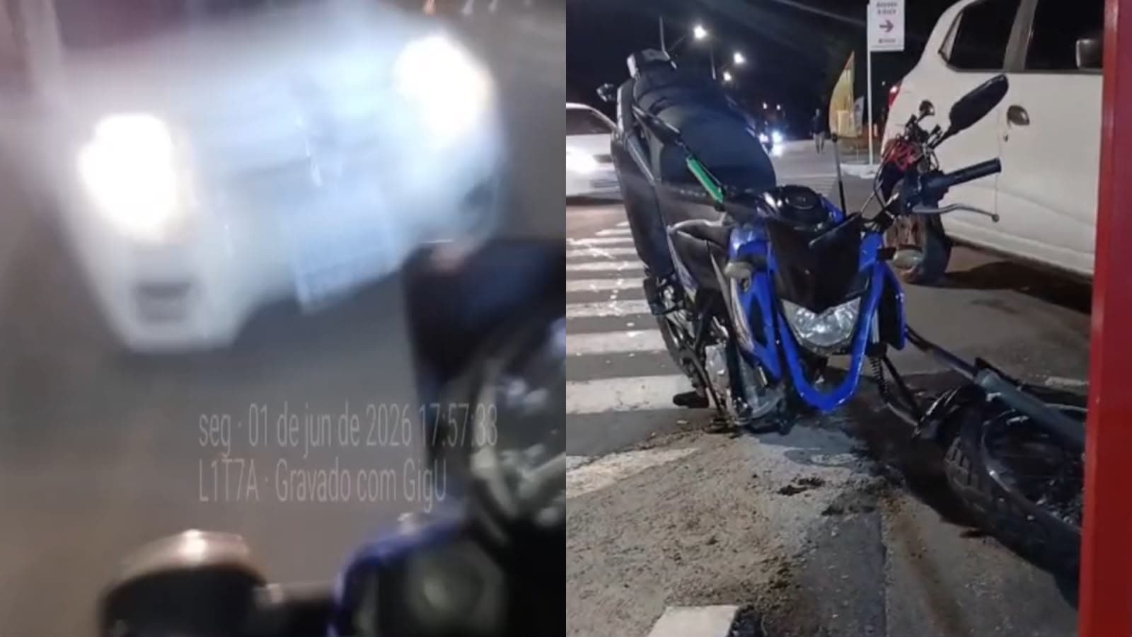 “Eu dei a seta”: diz motorista de aplicativo após cortar a frente de motociclista em São José