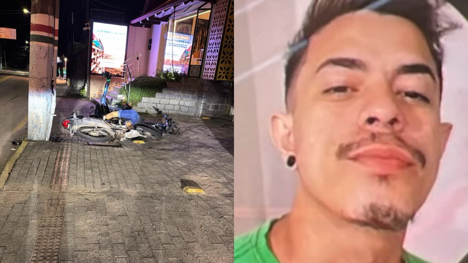 Jovem do Pará morre ao bater de moto contra poste em trecho perigoso de Porto Belo
