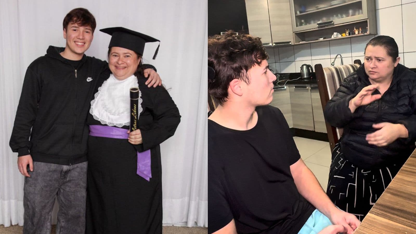 “Faria de novo”: mãe se forma em Libras após cinco anos de estudo para conseguir ajudar o filho surdo em SC