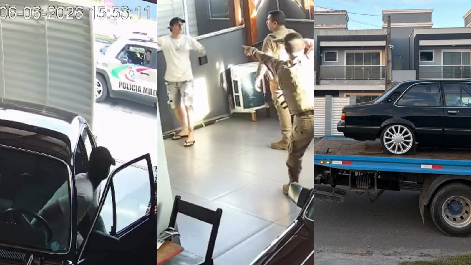 “Me empolguei e deu cagada”: motorista faz cavalo de pau e foge da PMSC, mas é “traído” por portão