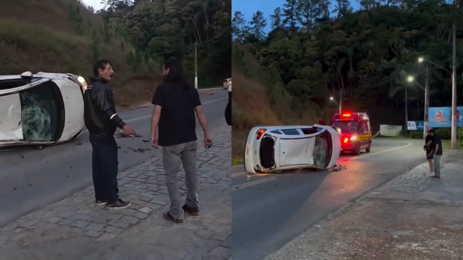 “Olha teu estado”: morador dá lição em condutor que capotou carro com sinais de embriaguez em Brusque