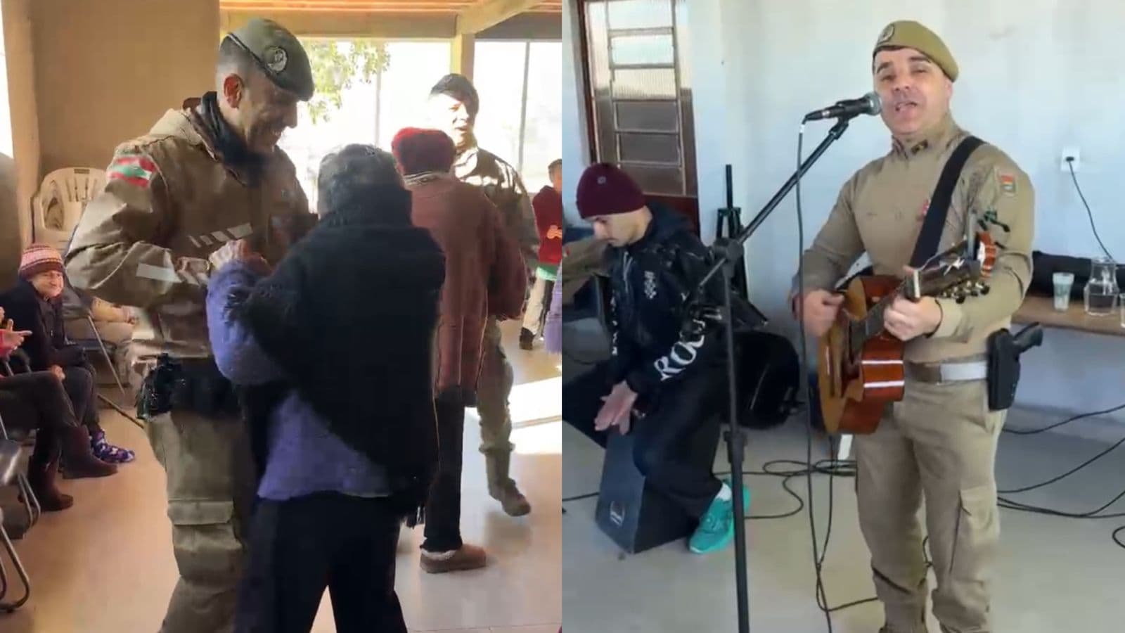 “Aquecendo corações”: PMs fazem “bailão” com idosos em asilo de SC e cena de acolhimento conquista as redes