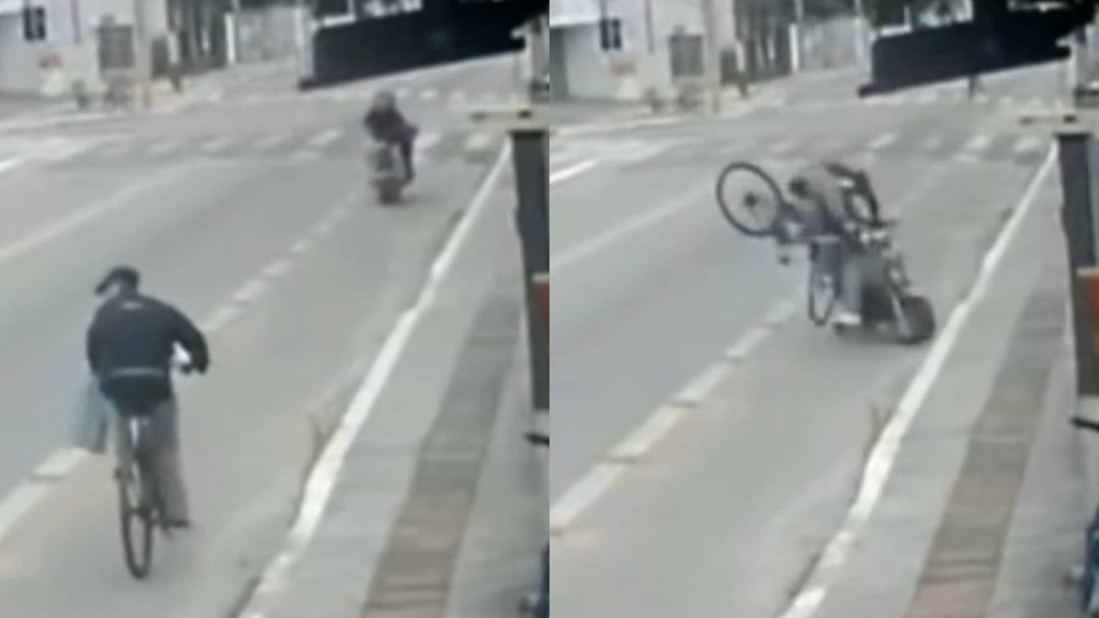 “Quem tava errado nessa?”: ciclista se distrai e bate de frente com scooter elétrica em ciclofaixa de Navegantes