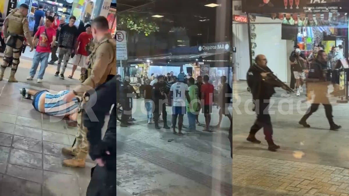 Argentino teria chamado brasileiro de “m4c4co” e provocado pancadaria no calçadão de Balneário Camboriú. VEJA O VÍDEO