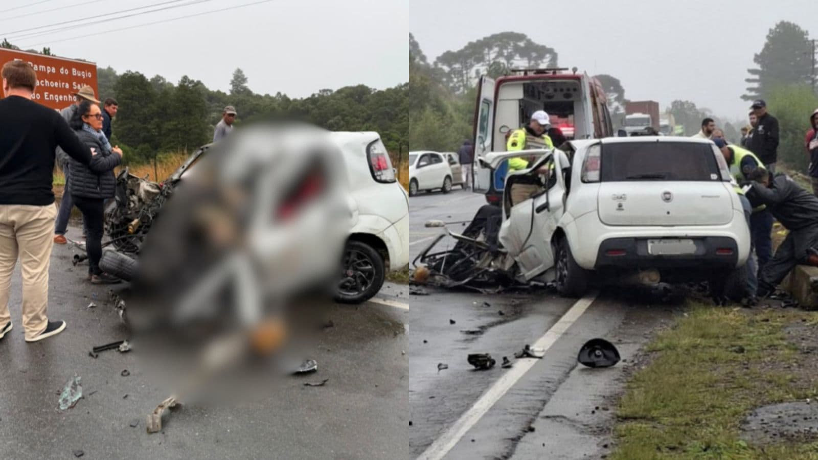 Casal e bebê de três meses morrem em colisão entre carro e caminhão na Serra Dona Francisca em SC