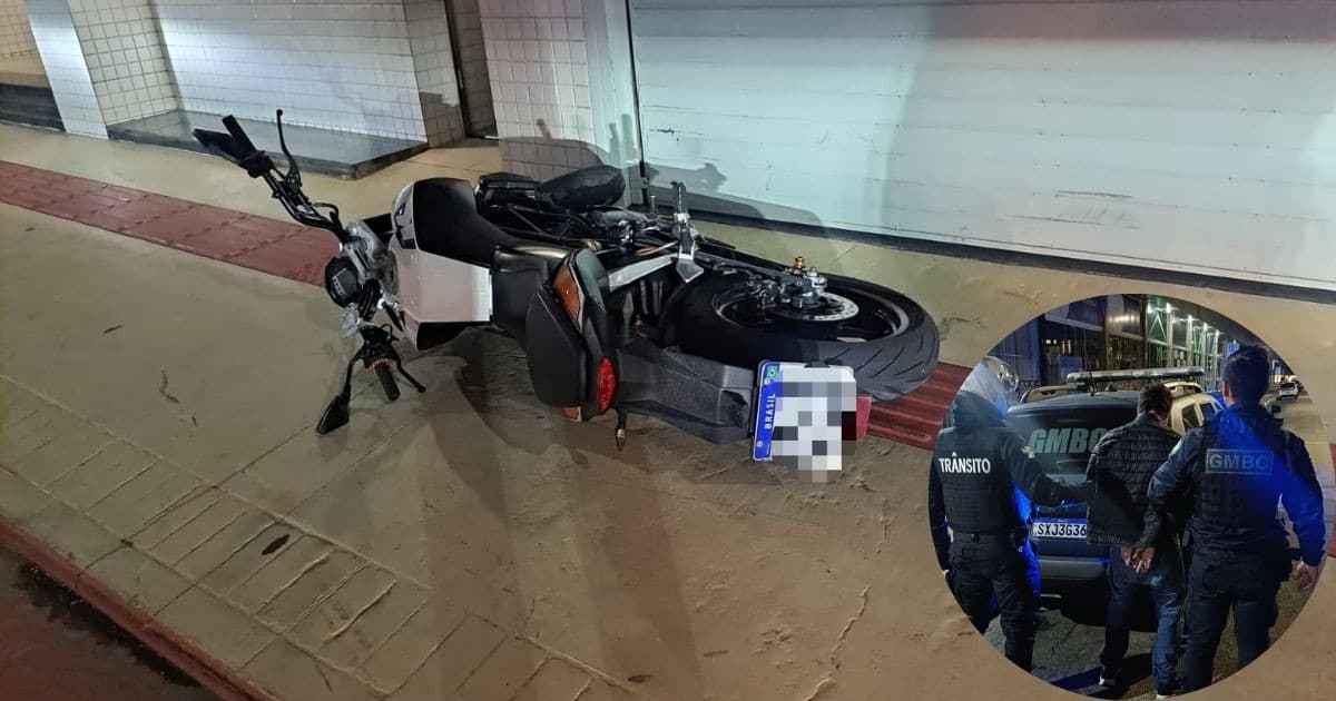 Motociclista é preso após furar bloqueios, fugir e bater contra portão em Balneário Camboriú