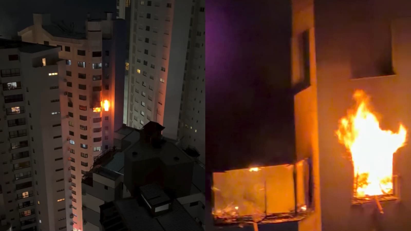 URGENTE: Incêndio em apartamento assusta moradores e mobiliza várias viaturas dos Bombeiros em Balneário Camboriú