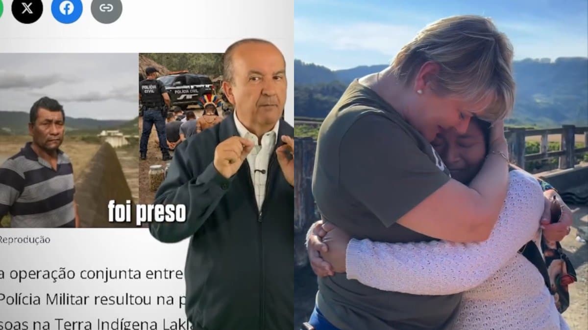 Deputada do PT abraça cacique indígena que discutiu com Jorginho na maior barragem de SC: “não pode te ofender”