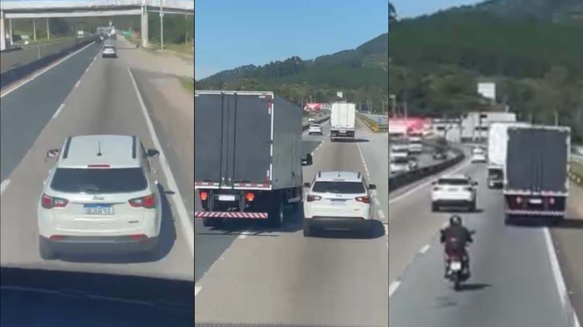 Motorista fecha ônibus com crianças e idosos e arruma briga com caminhoneiro na BR-101 em SC