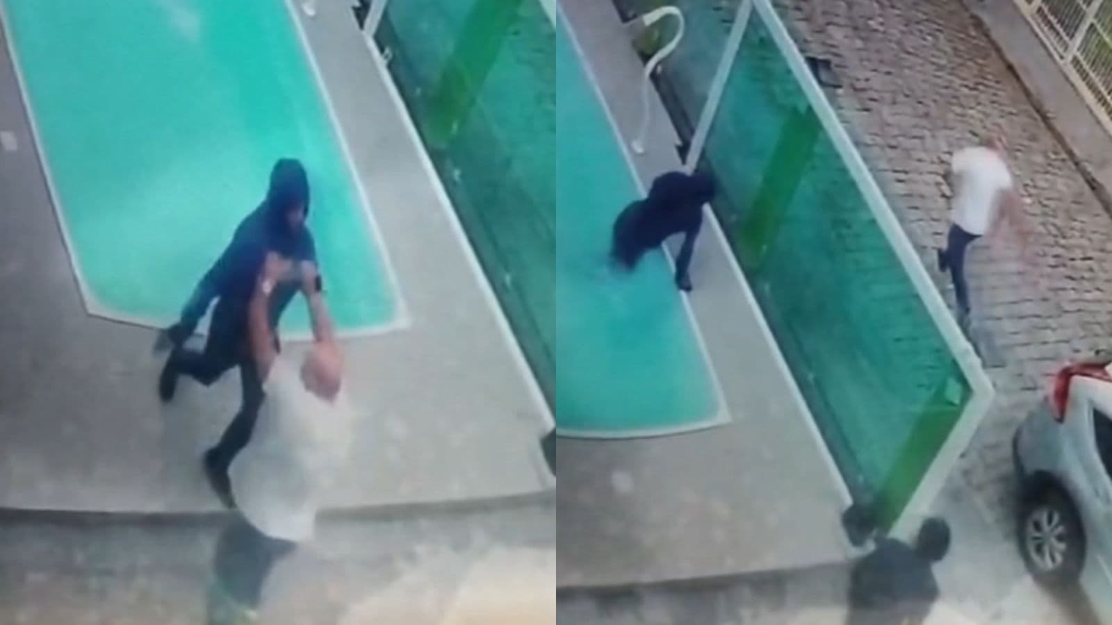Reféns por quatro horas: pai reage e joga assaltante na piscina para defender a filha em SC