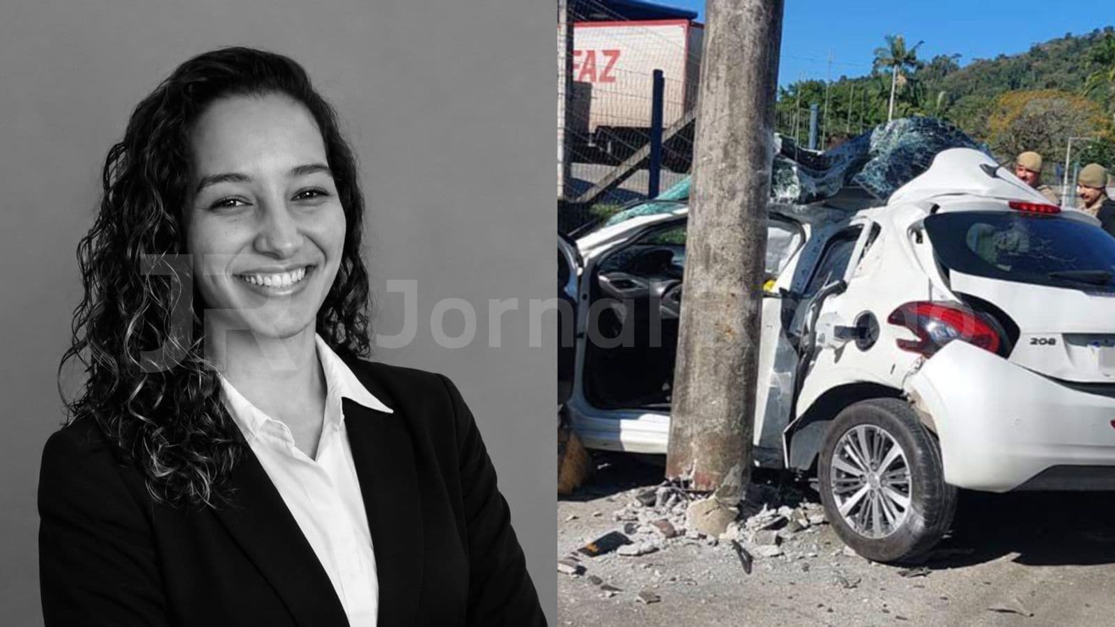Projetista de 22 anos é identificada como vítima fatal de acidente contra poste na Rua Bahia em Blumenau
