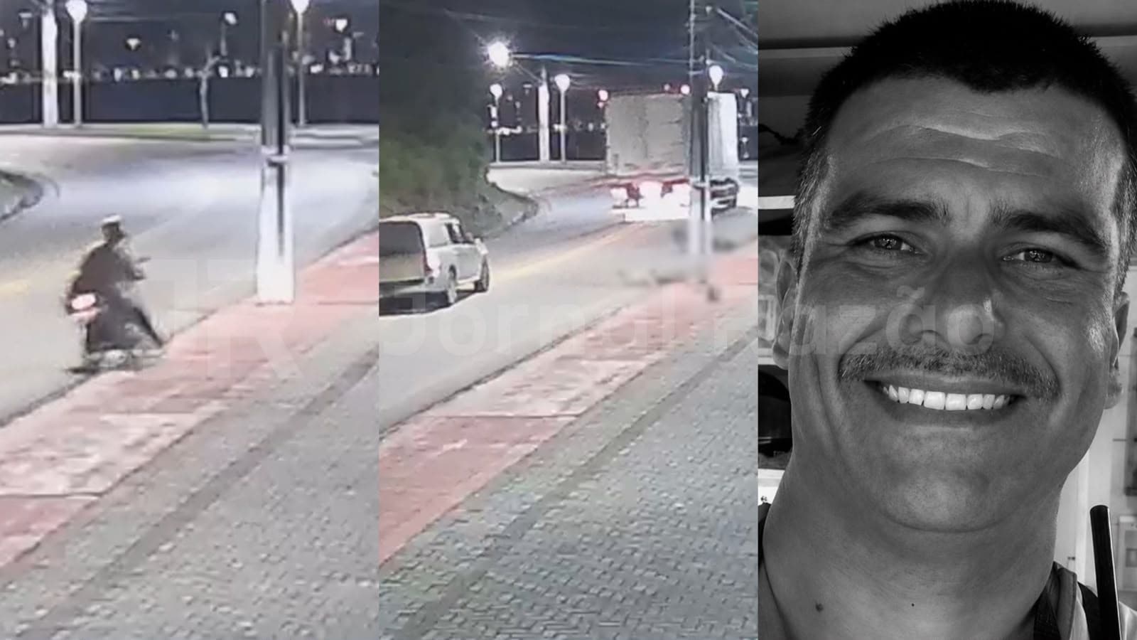 EXCLUSIVO: Câmera registra acidente que matou guarda-vidas e veículos passando ao lado da vítima caída no asfalto em SC