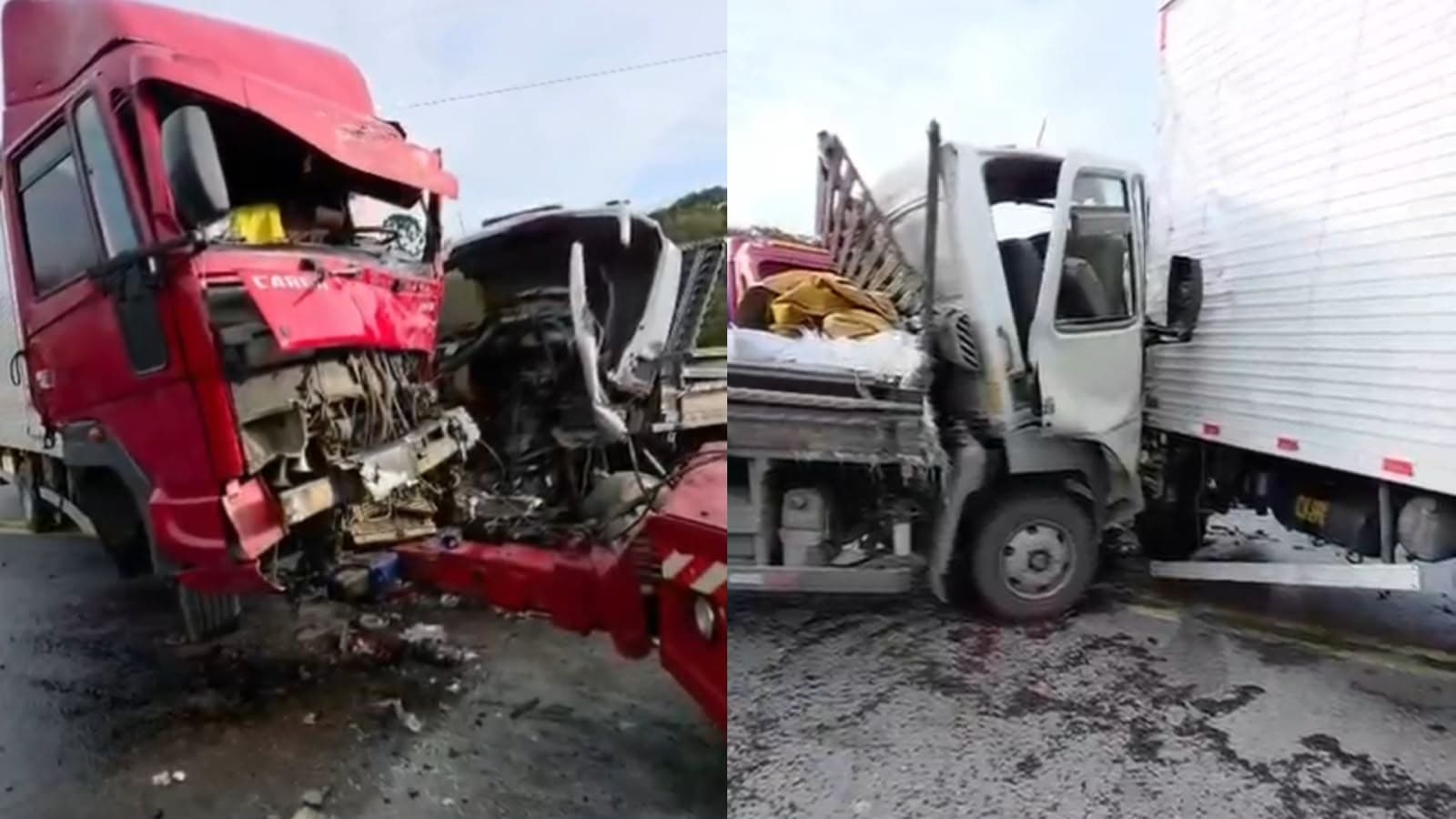 Batida frontal entre caminhões deixa um morto na BR-282 em Alfredo Wagner, na Grande Florianópolis