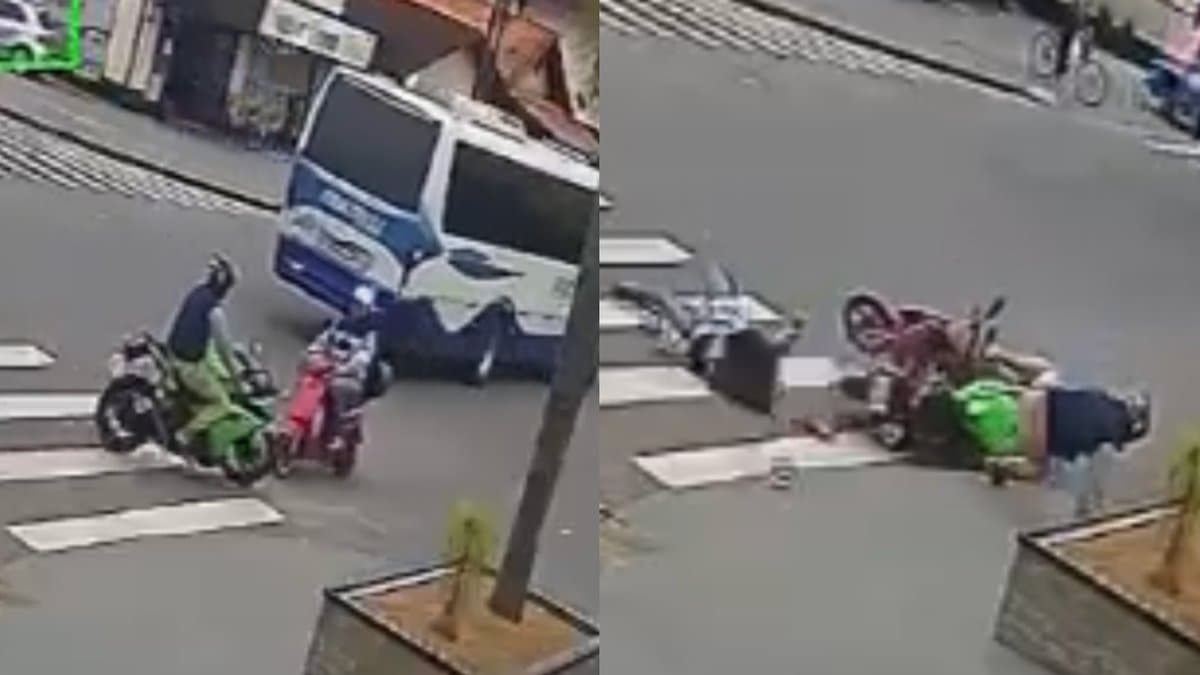 “Ninguém viu ninguém”: câmera flagra moto elétrica e motocicleta batendo de frente em Joinville