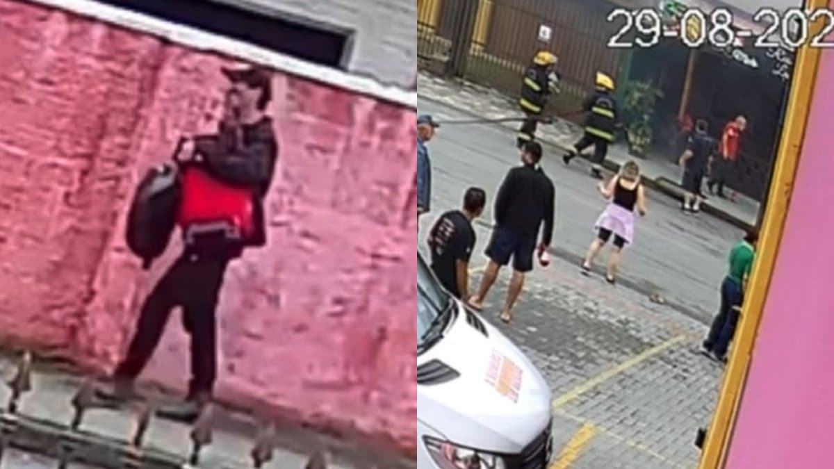 “Já tinha esfaqueado ela e estava solto”: câmeras flagram homem indo a restaurante de SC para matar a ex