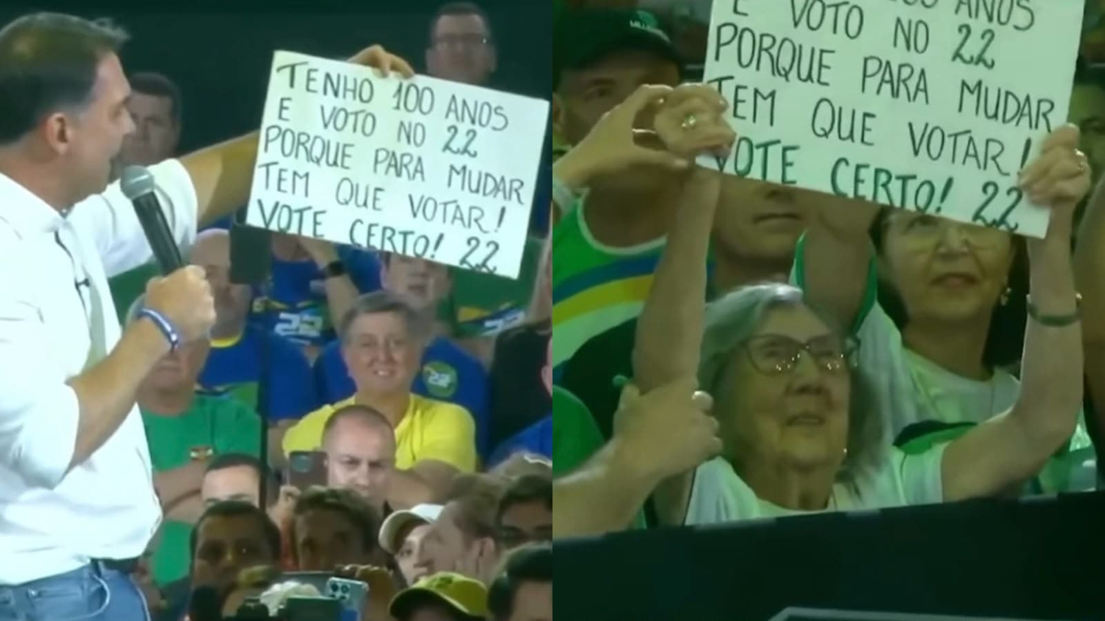 Idosa de 100 anos pede voto no 22 em SC e Flávio Bolsonaro desabafa: “guerra espiritual gigantesca”